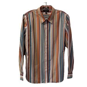 Foxcroft Stripes Wrinkle Free Button Up Shirt Size 16P Preppy Colorful
